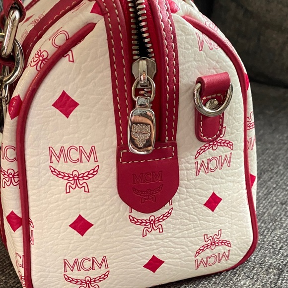 Authentic MCM Mini White and Red Satchel Bag - Picture 4 of 12